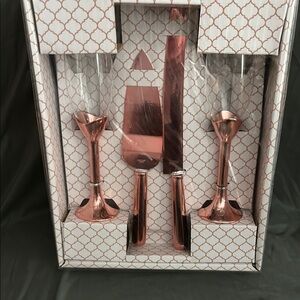 Rose Gold Cake Serving Set with Glasses